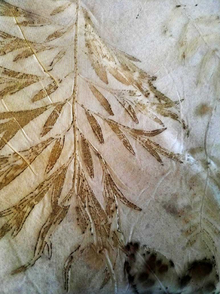 Stola lana seta Ecoprint -Rame -S129-04