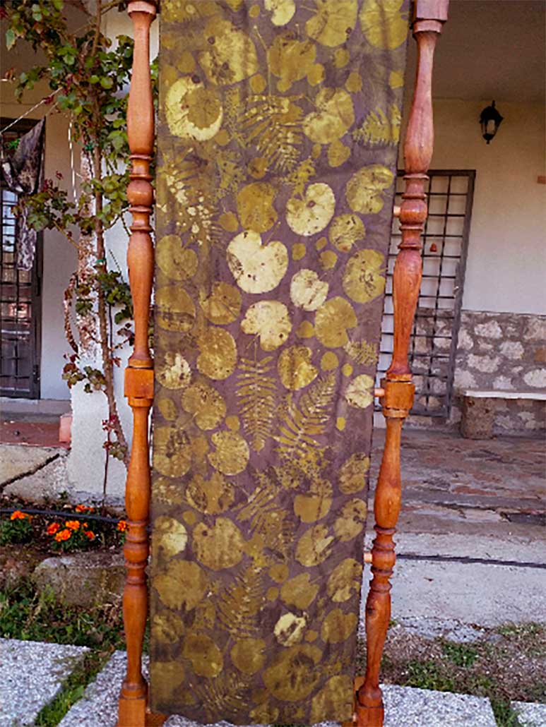 Stola pura seta - Ecoprint sottobosco 01