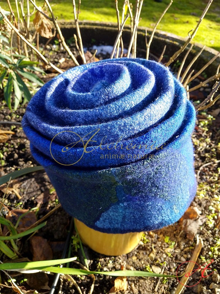 Cappello impermeabile artigianale in Feltro - Blu -02