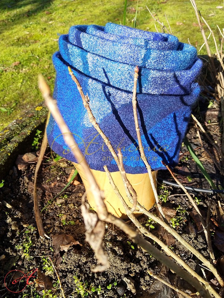 Cappello impermeabile artigianale in Feltro - Blu -04