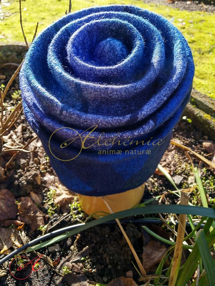 Cappello impermeabile artigianale in Feltro - Blu -05