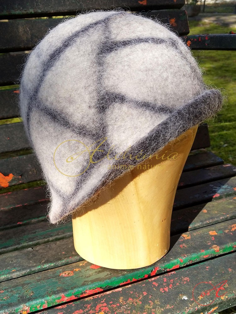 Cappello impermeabile artigianale in Feltro - Grigo -04