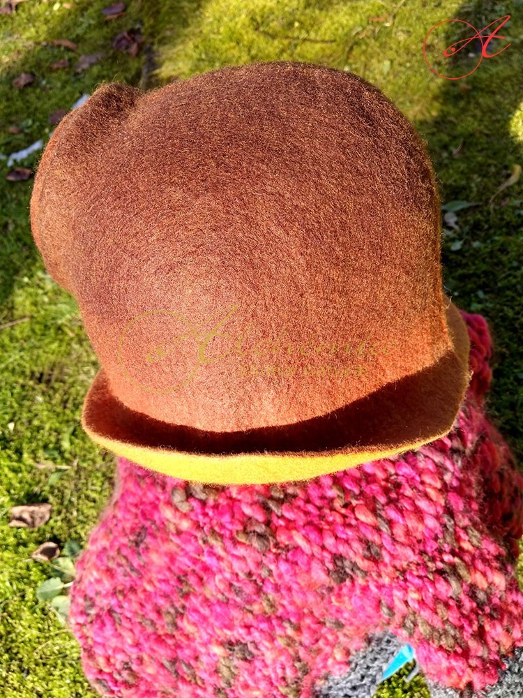 Cappello impermeabile artigianale in Feltro - Ruggine -03