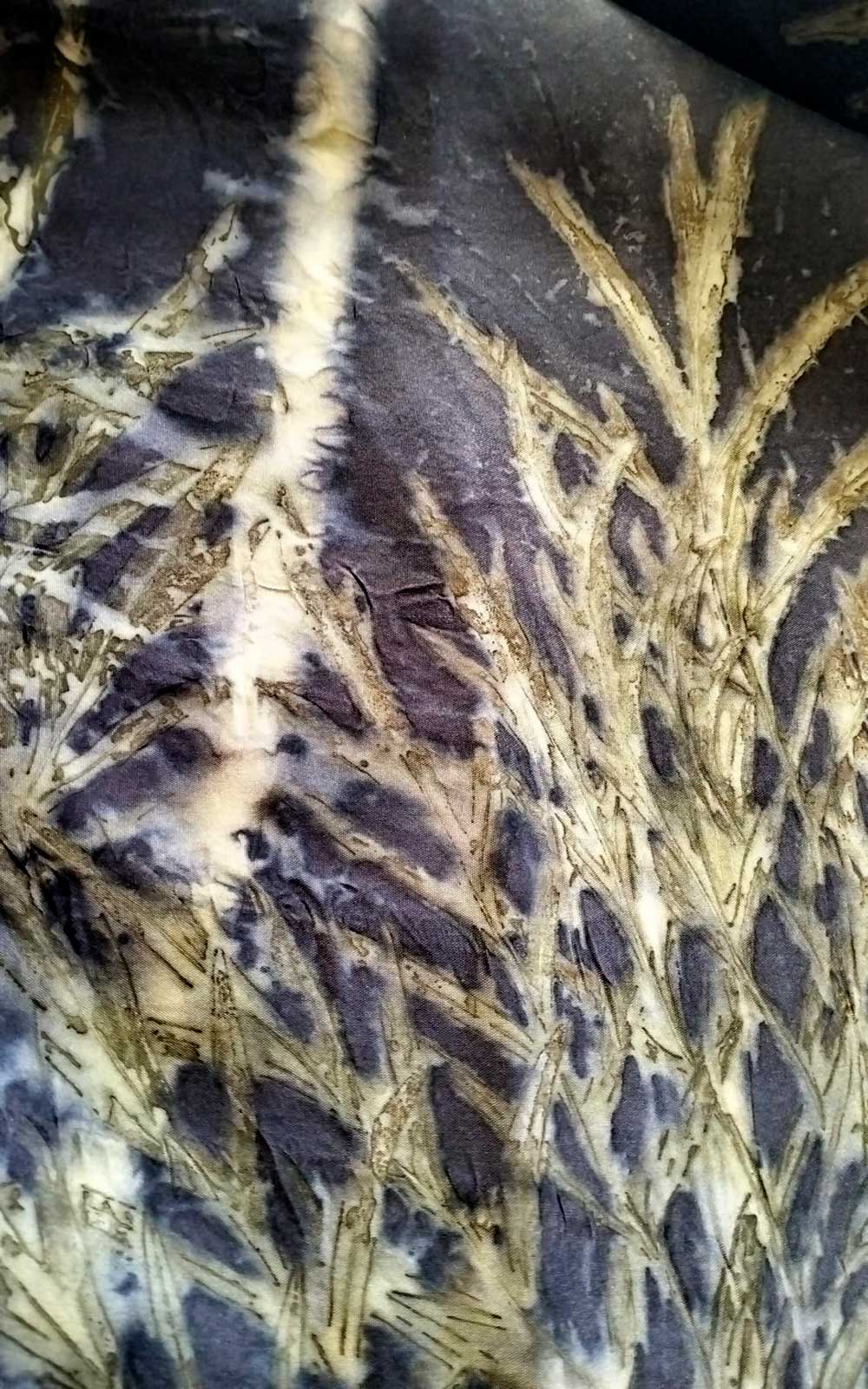 Stola in pura seta - ecoprint - Notturna